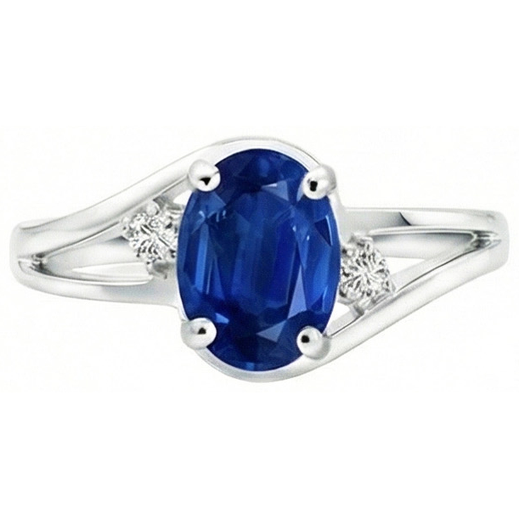 Alliance Saphir Diamant Naturels Extraits des Mines ( et non cultivés en laboratoire ) 2.20 Carats Or Blanc 14K