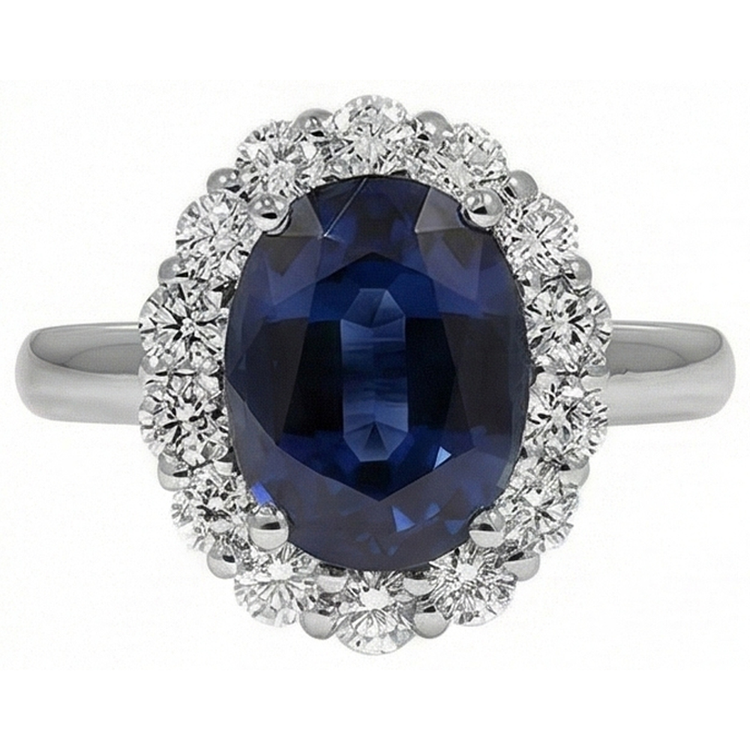 Alliance Saphir Et Diamants Naturels Extraits des Mines ( et non cultivés en laboratoire ) 8.50 Carats Or Blanc 14K