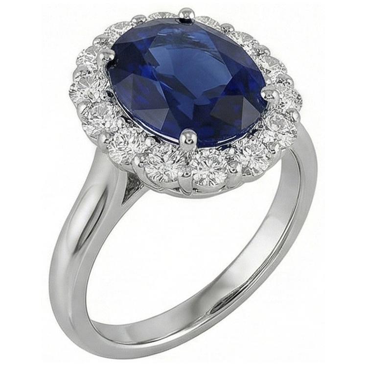 Alliance Saphir Et Diamants Naturels Extraits des Mines ( et non cultivés en laboratoire ) 8.50 Carats Or Blanc 14K