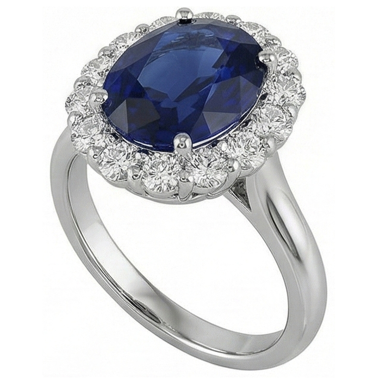 Alliance Saphir Et Diamants Naturels Extraits des Mines ( et non cultivés en laboratoire ) 8.50 Carats Or Blanc 14K