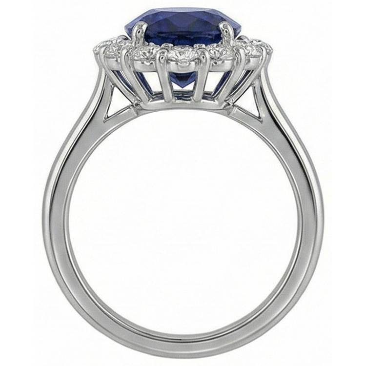 Alliance Saphir Et Diamants Naturels Extraits des Mines ( et non cultivés en laboratoire ) 8.50 Carats Or Blanc 14K