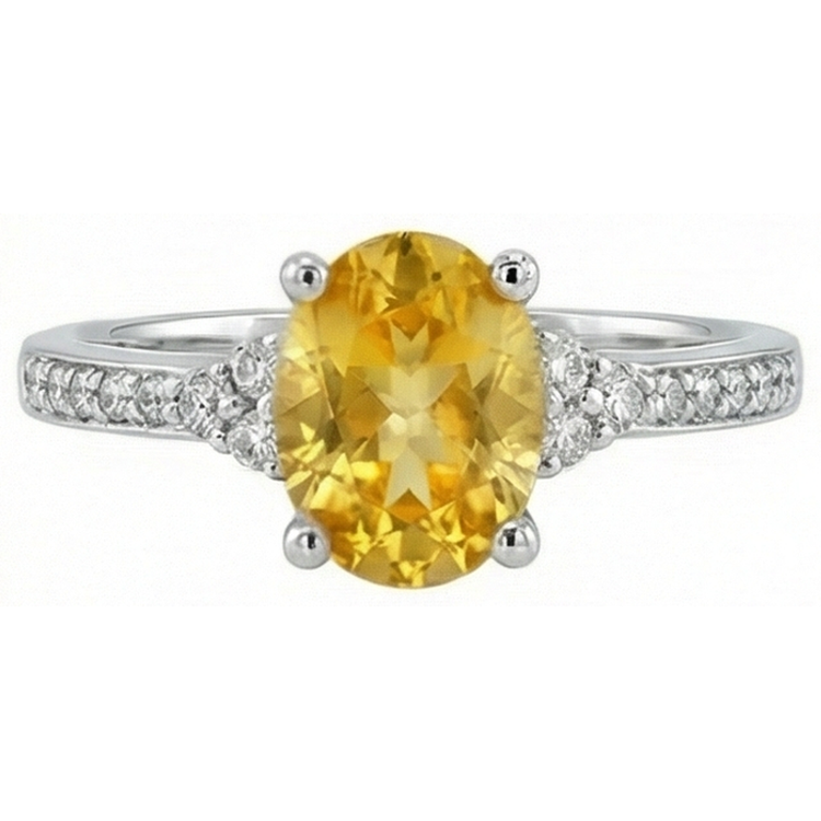 Alliance Saphir Jaune Et Diamants 3.50 Ct Or Blanc 14K