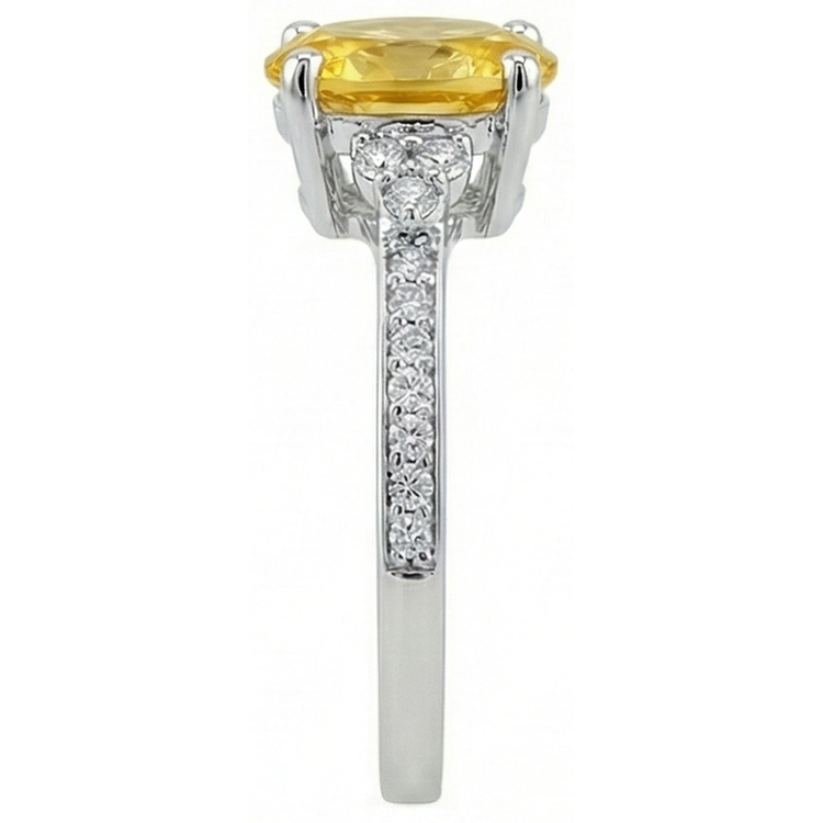 Alliance Saphir Jaune Et Diamants 3.50 Ct Or Blanc 14K