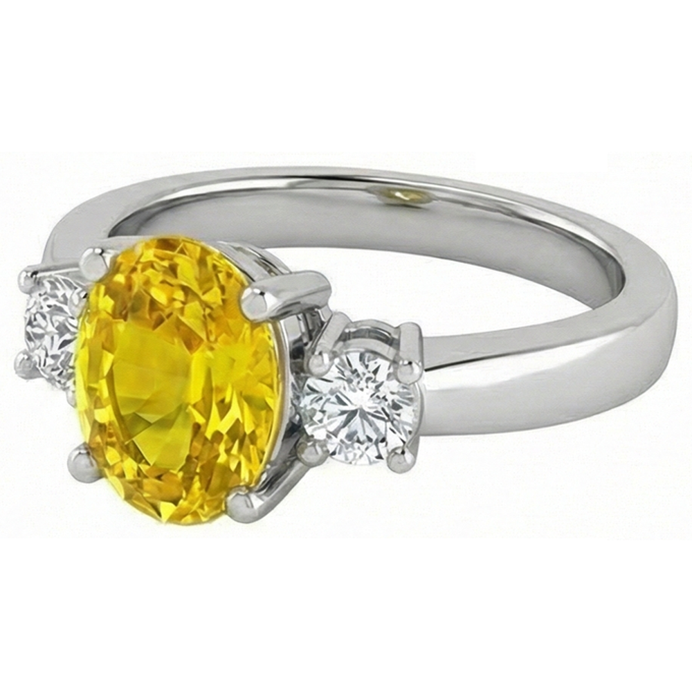 naturel oval diamant 3.70carats alliance vue de profil