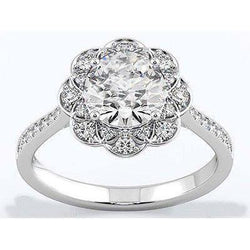 Alliance Solitaire Accent 3.25 Carats Réel Diamants Or Blanc 14K