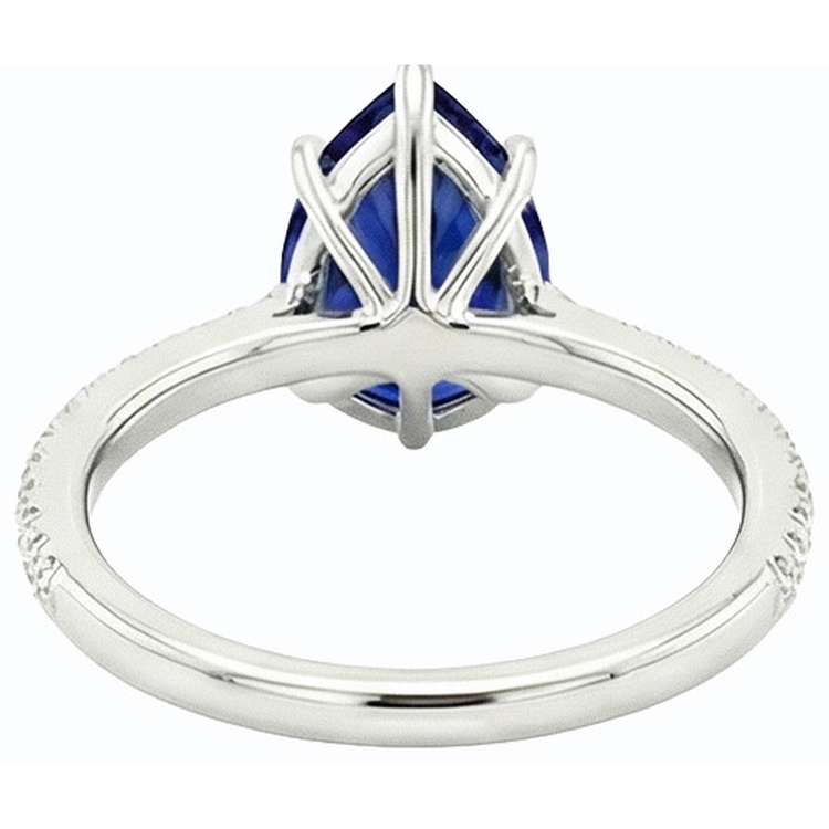 Alliance Solitaire Diamant Saphir Bleu Avec Accents 3.50 Carats