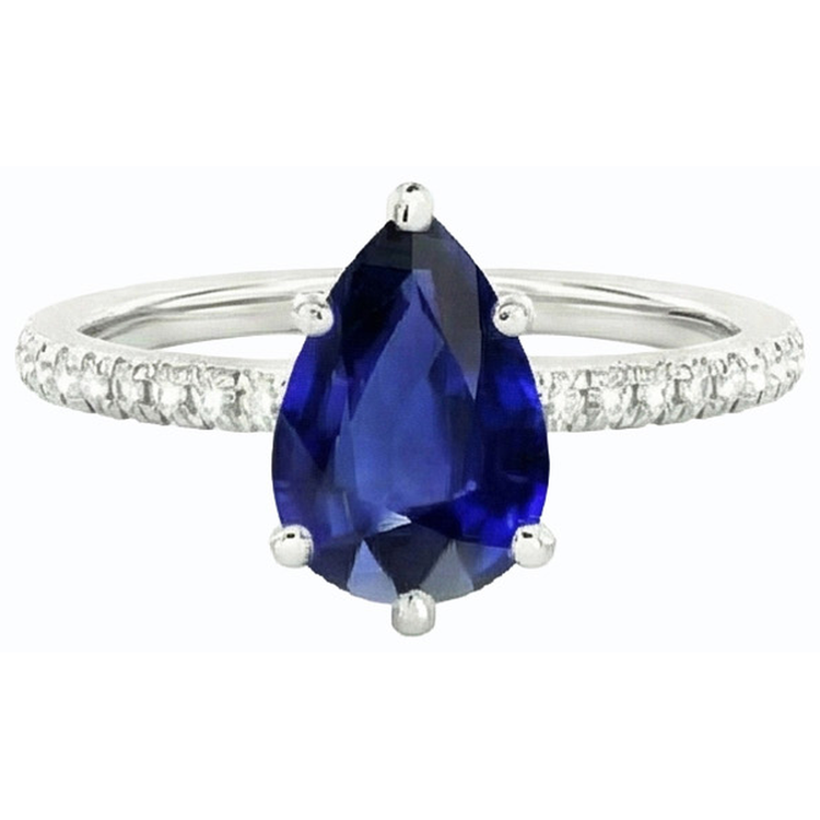 Alliance Solitaire Diamant Saphir Bleu Avec Accents 3.50 Carats