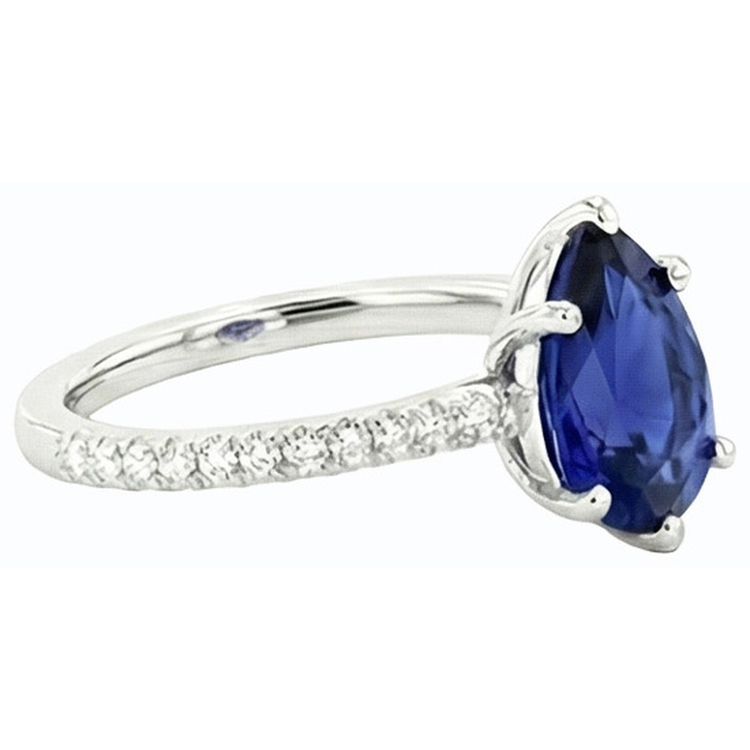 Alliance Solitaire Diamant Saphir Bleu Avec Accents 3.50 Carats
