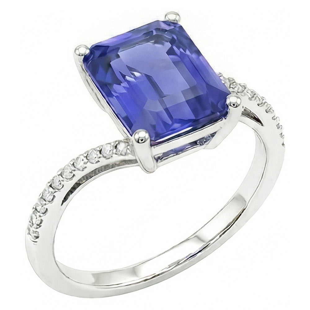 Alliance Solitaire Émeraude Saphir Bleu 2.50 Carats