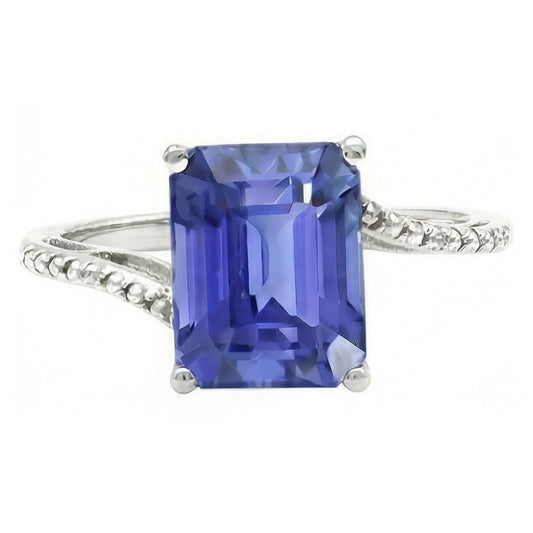 Alliance Solitaire Émeraude Saphir Bleu 2.50 Carats