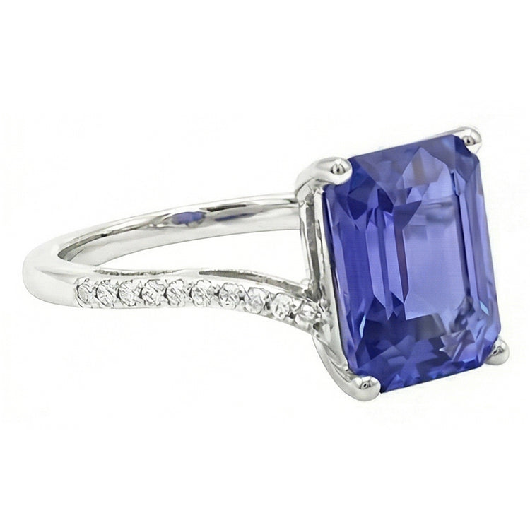 Alliance Solitaire Émeraude Saphir Bleu 2.50 Carats