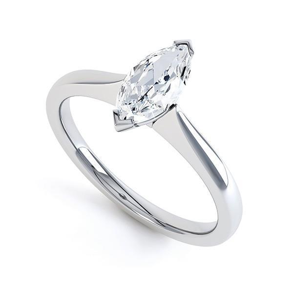 Alliance Solitaire Naturel Diamant Taille Marquise 1.90 Carats Or Blanc 14K