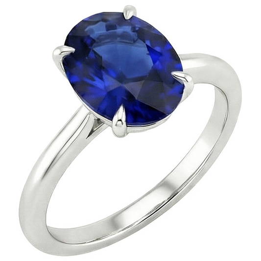 Alliance Solitaire Or Blanc Saphir Bleu 3 Carats