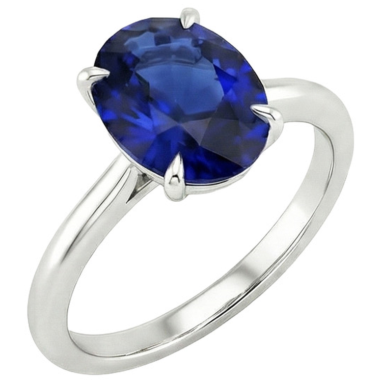 Alliance Solitaire Or Blanc Saphir Bleu 3 Carats