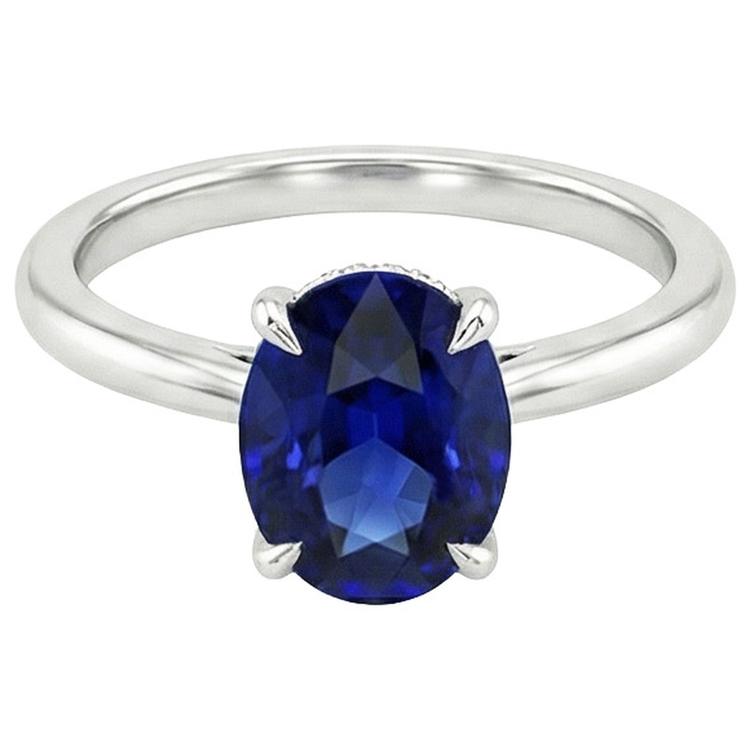 Alliance Solitaire Or Blanc Saphir Bleu 3 Carats