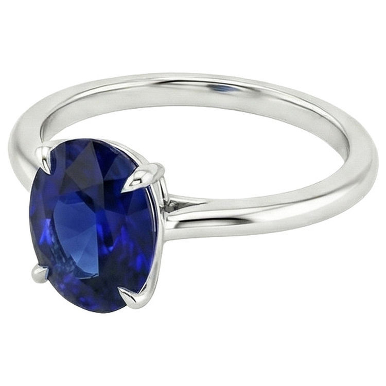 Alliance Solitaire Or Blanc Saphir Bleu 3 Carats