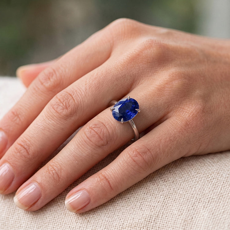 Alliance Solitaire Or Blanc Saphir Bleu 3 Carats