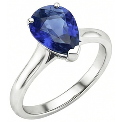 Alliance Solitaire Poire Saphir Bleu Pierre Précieuse 2 Carats