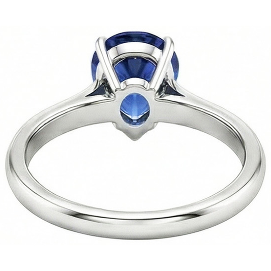 Alliance Solitaire Poire Saphir Bleu Pierre Précieuse 2 Carats