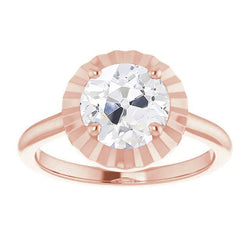 Alliance Solitaire Ronde En Or Naturel Diamant Vieux Mineur 3 Carats