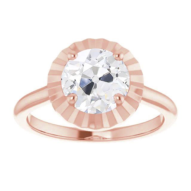 Alliance Solitaire Ronde En Or Naturel Diamant Vieux Mineur 3 Carats