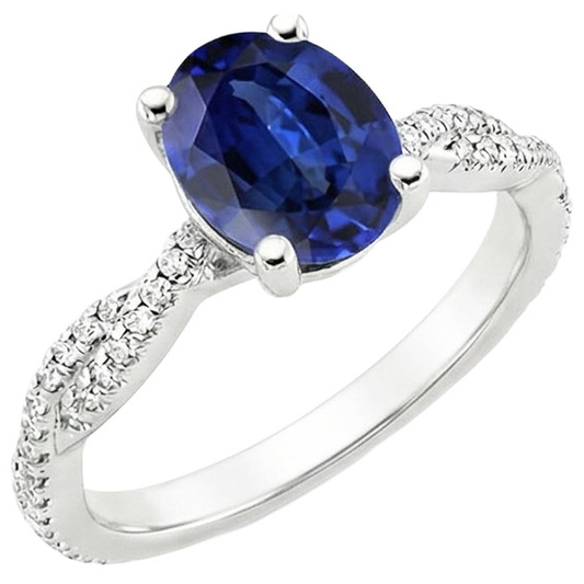 Alliance Solitaire Saphir Bleu Avec Accents 3.50 Carats