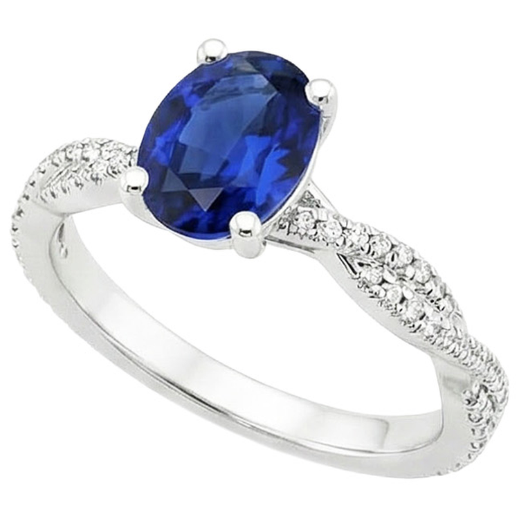 Alliance Solitaire Saphir Bleu Avec Accents 3.50 Carats
