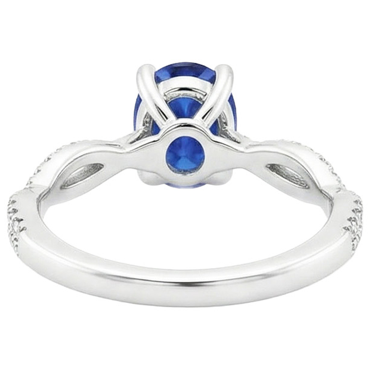 Alliance Solitaire Saphir Bleu Avec Accents 3.50 Carats