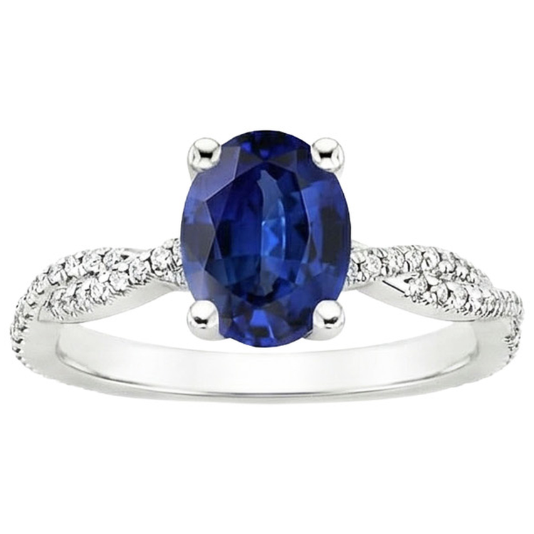 Alliance Solitaire Saphir Bleu Avec Accents 3.50 Carats
