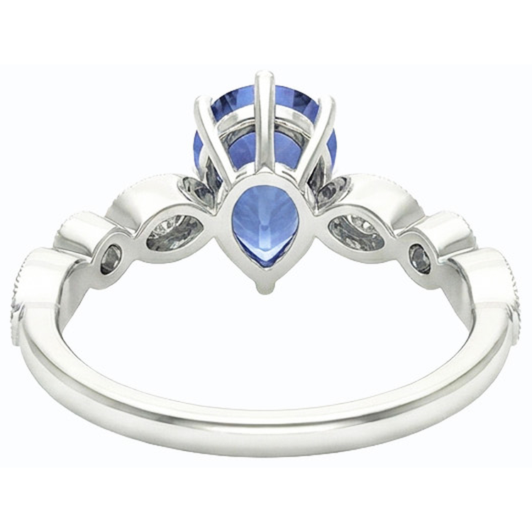 Alliance Solitaire Saphir Bleu Avec Accents De Diamants 2.50 Carats