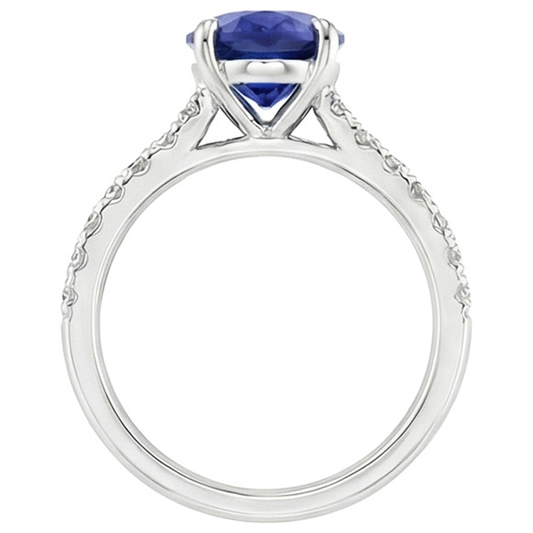 Alliance Solitaire Saphir Bleu Avec Accents De Diamants 4.50 Carats