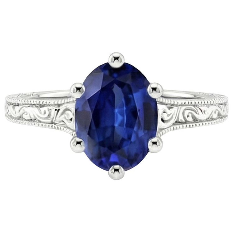 Alliance Solitaire Style Antique Saphir Ceylan 2 Carats
