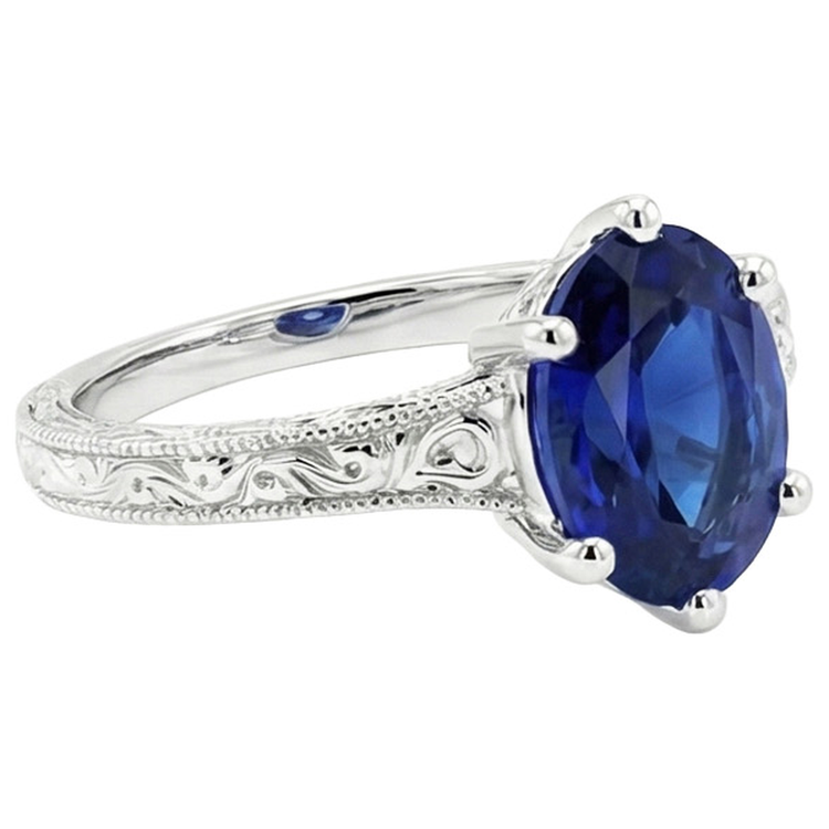 Alliance Solitaire Style Antique Saphir Ceylan 2 Carats