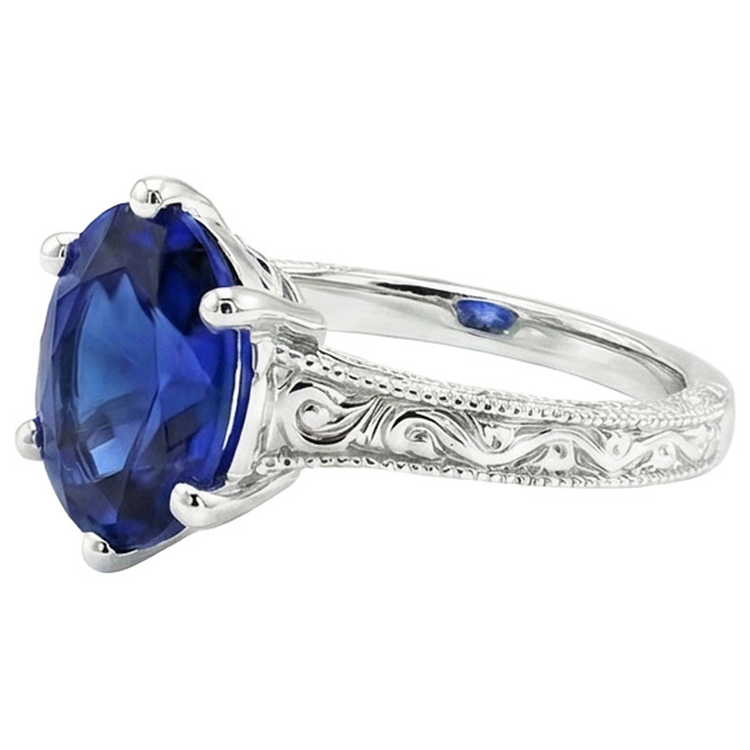 Alliance Solitaire Style Antique Saphir Ceylan 2 Carats
