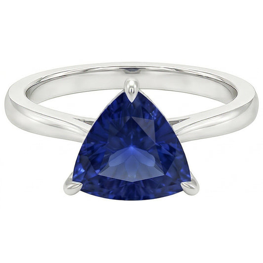 Alliance Solitaire Trillion Saphir Bleu Profond 1.50 Carats