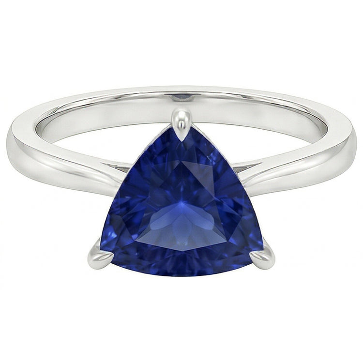 Alliance Solitaire Trillion Saphir Bleu Profond 1.50 Carats