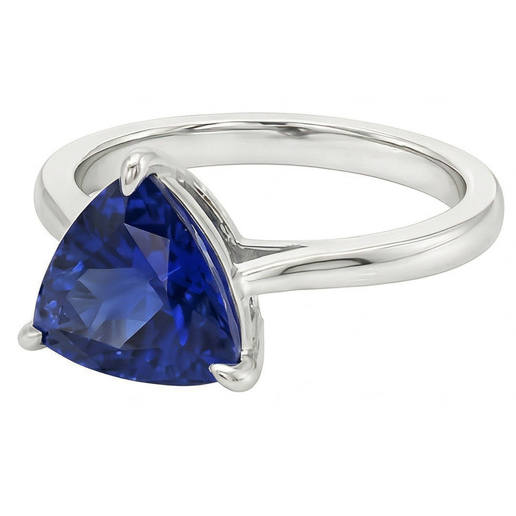 Alliance Solitaire Trillion Saphir Bleu Profond 1.50 Carats