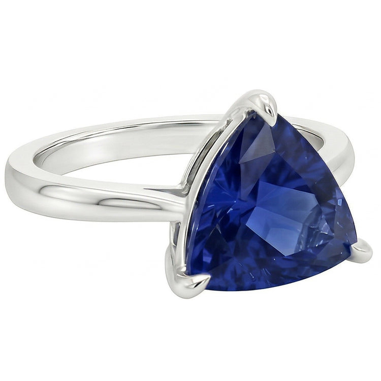 Alliance Solitaire Trillion Saphir Bleu Profond 1.50 Carats