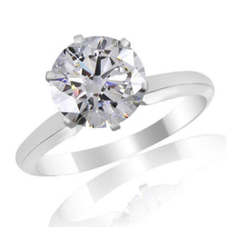 Alliance Solitaire Véritable Diamant 2 Carats Or Blanc 14K