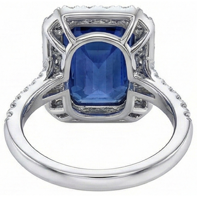 Alliance Sri Lanka Saphir Diamants Naturels Extraits des Mines ( et non cultivés en laboratoire ) 4.30 Carats Or 14K Blanc