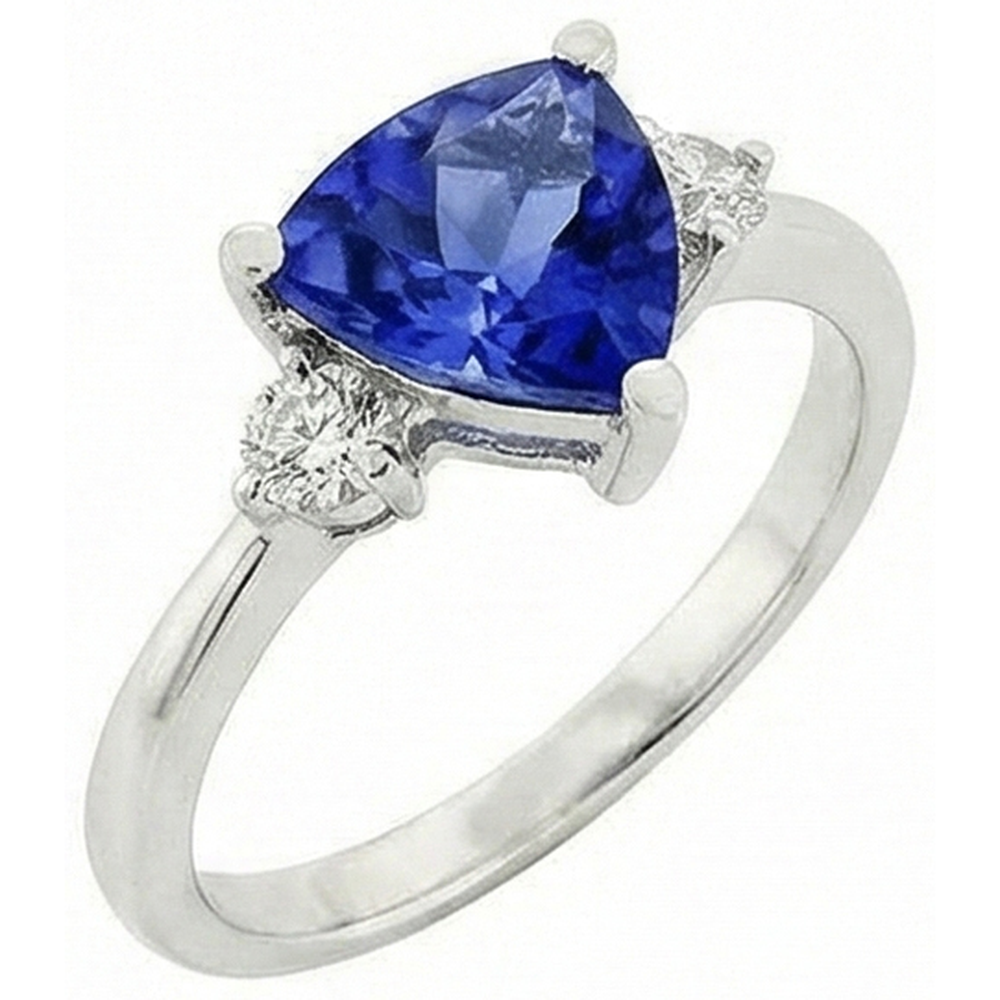 naturel trillion diamant 5.01carats alliance vue de face