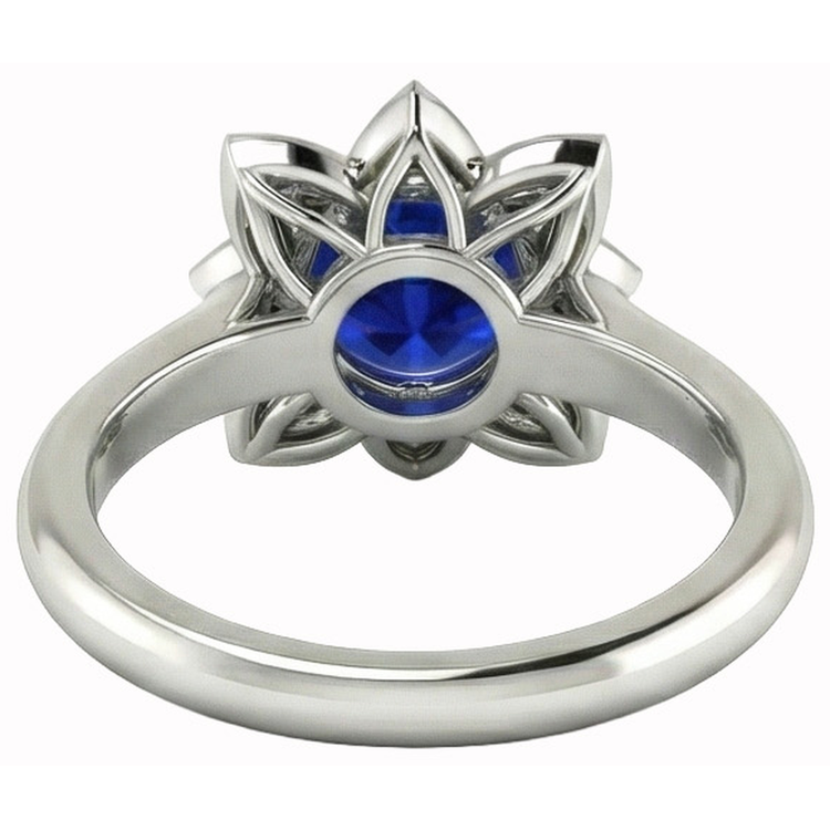 Alliance Sri Lanka Saphir & Diamant Naturels Extraits des Mines ( et non cultivés en laboratoire ) 2.50 Carats Or Blanc 14K