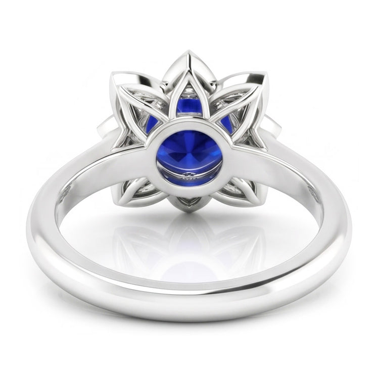 Alliance Sri Lanka Saphir & Diamant Naturels Extraits des Mines ( et non cultivés en laboratoire ) 2.50 Carats Or Blanc 14K