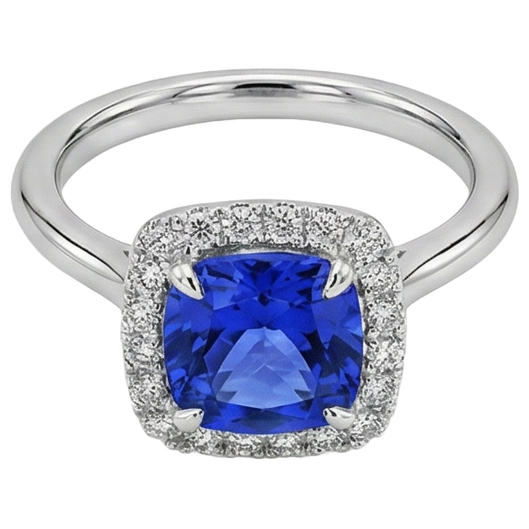 Alliance Tanzanite Avec Diamants 7.75 Ct Or Blanc 14K