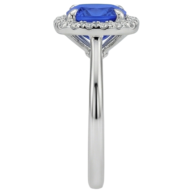Alliance Tanzanite Avec Diamants 7.75 Ct Or Blanc 14K