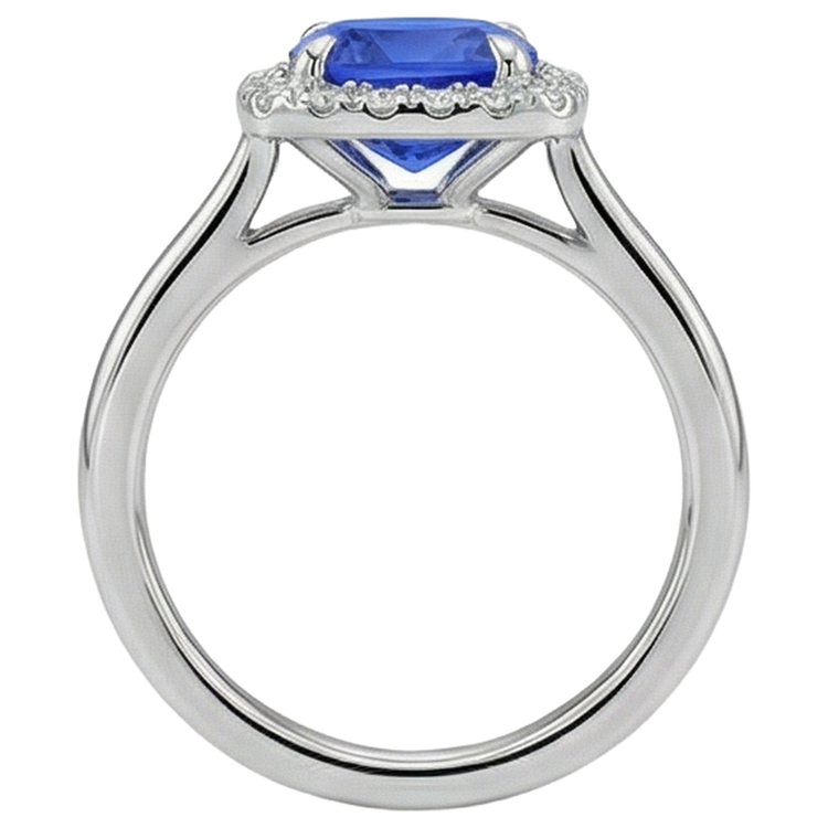 Alliance Tanzanite Avec Diamants 7.75 Ct Or Blanc 14K