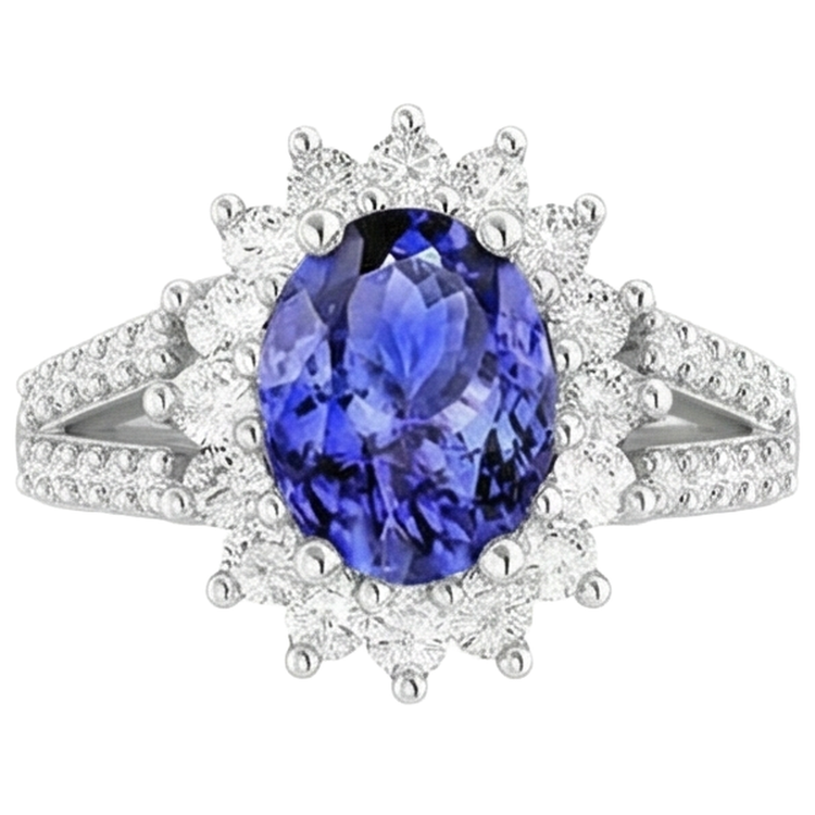 Alliance Tanzanite Et Diamants 4.75 Carats Or Blanc