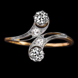 Alliance Toi Et Moi Vieux Mineur Véritable Diamant Style Vintage 2.50 Carats