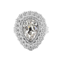 Alliance Triple Halo Poire Vieux mineur Réel Diamant 5 Carats Style Fleur