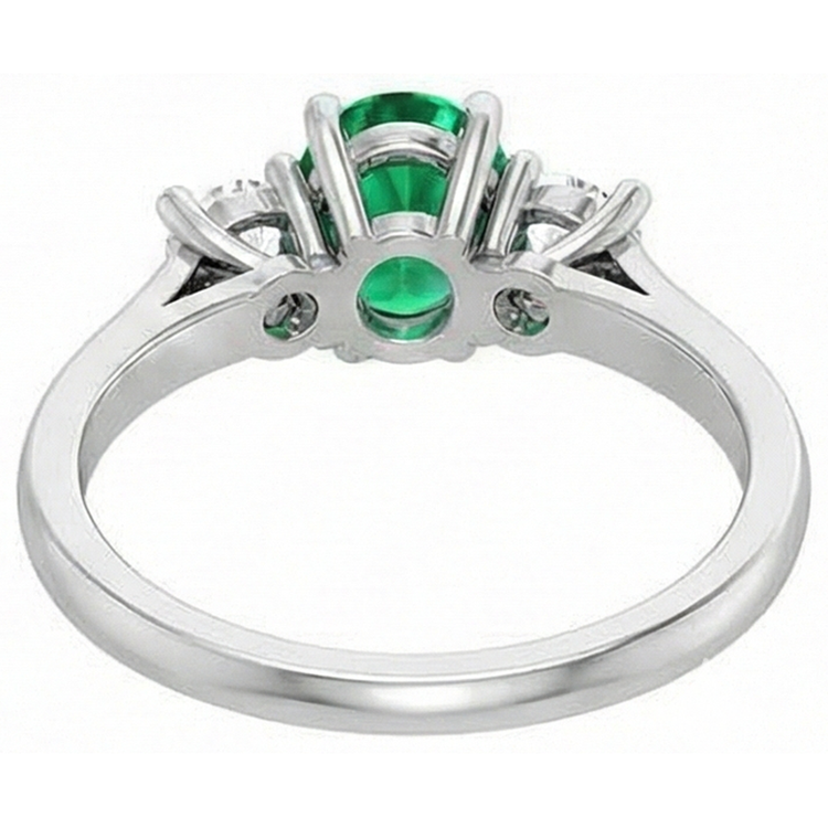 Alliance Trois Pierres 10.50 Carats Emeraudes Vert Et Diamants Naturels Extraits des Mines ( et non cultivés en laboratoire ) Or 14K